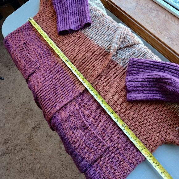 Olivia Sky Horizontal Ombre Colorblock Sweater 3X shawl collar pockets shrug - Picture 9 of 15